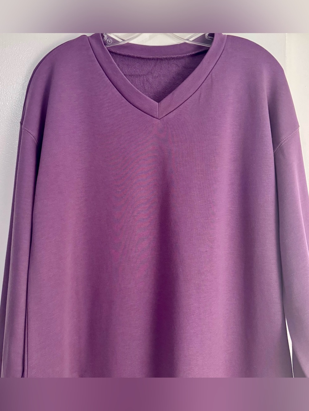 NWOT Amazon Purple Long Sleeve Ruffled Hem Dress - Picture 2 of 3